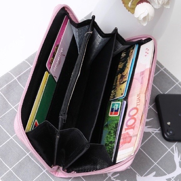 Colorful Rose Embroidery Wallet. Pink or Blue - Picture 4 of 5